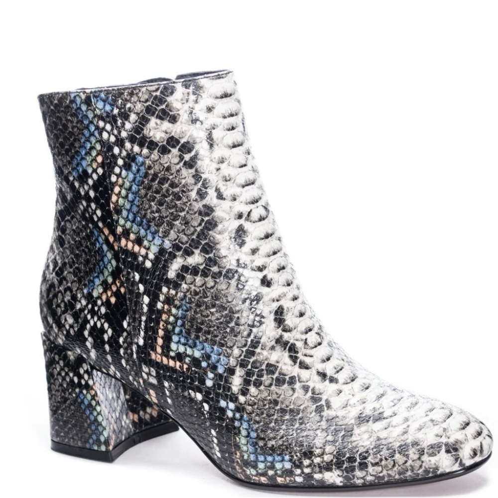faux snakeskin ankle boots - multi color